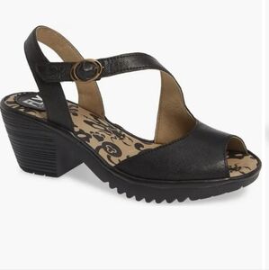 Fly London Black Heeled Sandals